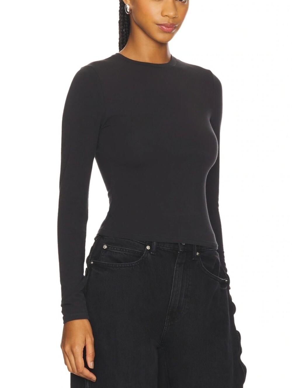 SKIMS Cotton Jersey Long Sleeve T-Shirt-M#101